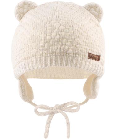 XIAOHAWANG Baby Earflap Beanie Hat - Soft Knit Boy/Girl Cute Bear Infant Toddler Hat (White, 0-6 Months) - Buy Online on GoSupps.com