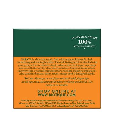 Biotique BIO PAPAYA Revitalizing Tan-Removal Scrub 75gm/2.65 Fl.Oz | Exfoliating Face Scrub - Buy Online on GoSupps.com