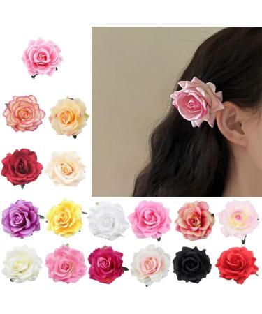 hgnxa Rose Clip Fabric Rose Flower Hair Pins Brooch Floral Clip Flower Pin Headpieces Woman Wedding Party Favor Accessory Pink - Buy Online on GoSupps.com