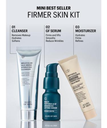 Allies of Skin 7 Days to Firmer Skin Kit | Clinical Anti-Aging Skincare Set | Cleanser Moisturizer and Growth Factor Serum | Reduces Wrinkles & Sagging | Dermatologist-Tested - Buy Online on GoSupps.com