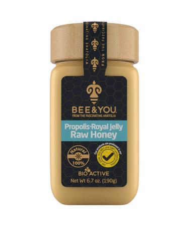 BEE & YOU Propolis Royal Jelly Raw Honey 100% Natural and Free of Chemicals Colors GMO's Gluten and Soy-No Hidden Ingredients Tastes Great-Supports Anti-Aging Skin Health and Cognitive Functions
