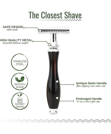 JAG Shaving Razor Set | Double Edge Razor with Leather Case | Perfect for Brush & Travel - International Shipping Available - Buy Online on GoSupps.com