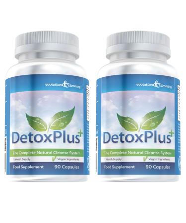 Detox Plus Complete Cleansing System for Bloating Weight Loss & Cleanse 90 Capsules Evolution Slimming (180 Capsules) 180 Count (Pack of 1)