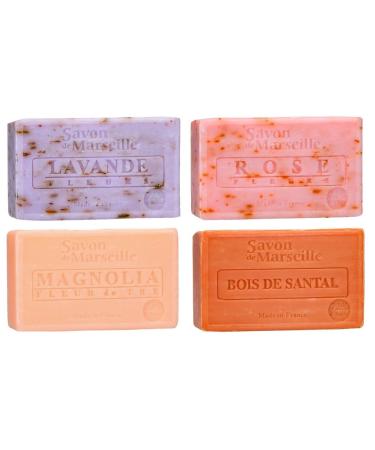 Le Chatelard 1802 Marsille soap 4 x 100 grams in scents lavender magnimagnoliawood