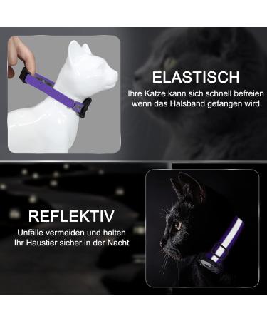 Adjustable Reflective AirTag Cat Collar - GPS Neck Band with Bell for Cats & Puppies XS 7-9 inch - Jiarui Purple - Buy Online on GoSupps.com