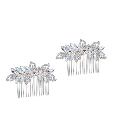 FRCOLOR Set of 2 Hair Comb with Rhinestone Pearls Wedding Hair Jewellery Wedding Hair Accessories Bridal Headpiece Wedding Hair Accessories for Women Tiara Women Hairpin Bridal Combs Rhinestones