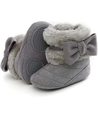 RVROVIC Baby Boys Girls Plush Winter Snow Boots | Anti-Slip Warm Fleece Infant Boots | Toddler Prewalkers 0-6 Months | Grey - Buy Online on GoSupps.com