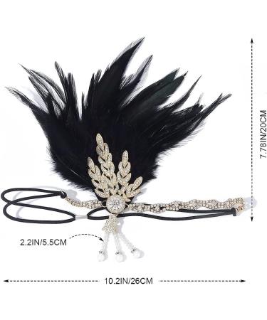 1920s Flapper Feather Headband - Gatsby Pearl Rhinestone Hair Accessory - Buy Online on GoSupps.com