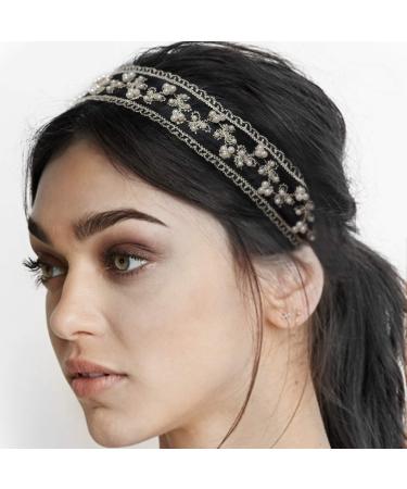 BeeSpring Handmade Crystal Rhinestone Headband - Elegant Luxury Jewelry Beads for Bridal Wedding, Proms, Pageants - Perfect Birthday Gift (Black) - Buy Online on GoSupps.com