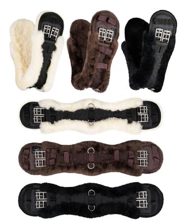 Equinate saddle strap with real lambskin - anatomical short belt belly belt Dressurgurt 50 60 80cm natural brown black (60cm brown) 60 brown