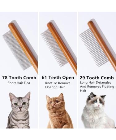 WEZCHUGHAOL 3 PCS Solid Wood Pet Combs Grooming Comb for Cat/Dog/Small Medium Pets Flea Lice Comb with Rounded Stainless Steel Teeth for Cats Dogs Rabbits Massage Removes Tangles and Loose Fur - Buy Online on GoSupps.com