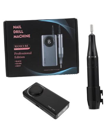 DRESSOOS Portable Nail Drill Nail Polisher Aluminum Alloy Miss Clothing Set Mini Sanding Tool 14X7X2.5CM Black