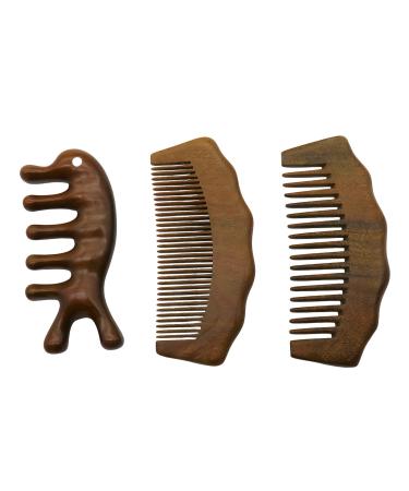 Lot de 3 peignes d'accouchement en bois de santal peignes de massage du cuir chevelu pour soulager la douleur du travail peignes en bois pour femme un cadeau de grossesse indispensable pour les
