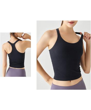 Women's Ribbed Racerback Tank Top with Built-in Bra Black (Size 8) - Buy Online on GoSupps.com