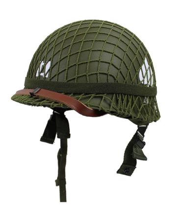 WXKHV Outdoor WW2 US M1 Helmet Steel Field with Net Cover cat Eye Belt/Canvas Chin Strap DIY Painting