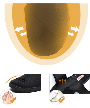 Yytcsjz Women's Wide Width Diabetic Walking Sneakers - Extra Wide Surgery Recovery Shoe for Edema - Non Slip Comfortable Shoes for Elderly - Black 24.5cm - Buy Online on GoSupps.com