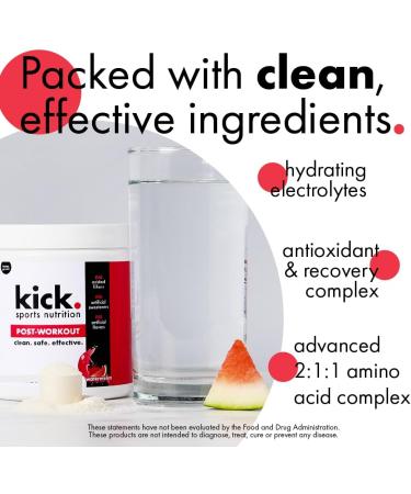 Kick Post Workout Powder Watermelon Flavor 30 Servings Magnesium Vitamin C Electrolytes & Zinc to Support Hydration & Muscle Renewal No Added Fillers No Artificial Sweeteners or Flavors - Buy Online on GoSupps.com