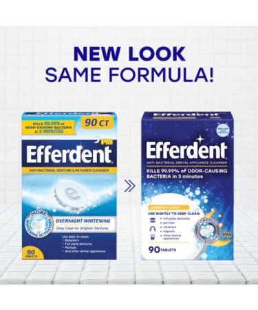 Efferdent PM Overnight Anti-Bacterial Denture Cleanser Tablets 90 ct. (Pack of 4) - Effective Denture Cleaning Solution - Buy Online on GoSupps.com