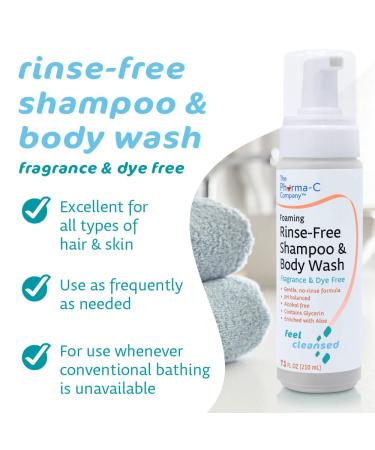 Pharma-C Foaming Rinse Free Shampoo & Body Wash 6 Pack - Waterless Hospital Tested Gentle Formula - Fragrance & Dye Free - Leaves Hair & Body Fresh - Buy Online on GoSupps.com