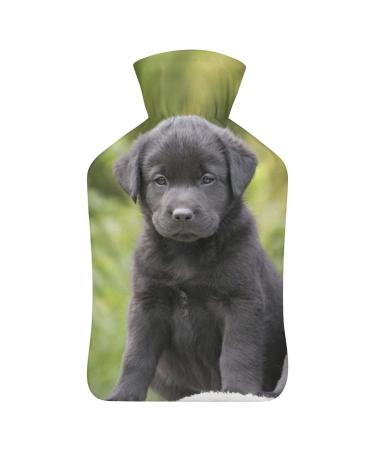 Black Labrador Dog Hot Water Bottle With Cover Plush Bed Bottle Hand Warmer For Adults And Children 26.5X15.3cm