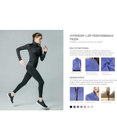 TSLA Women's Quarter Zip Pullover | Quick Dry Long Sleeve Workout Top | Lightweight Athletic T-Shirt | Charcoal Small - Buy Online on GoSupps.com