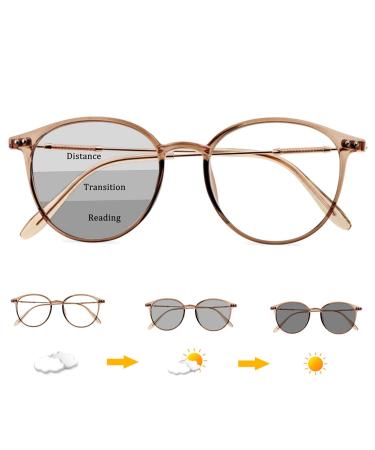 Photochrome reading glasses for women progressive multifocus computer reading glasses slightly round frame glare protection reading glasses (size: +2.5)