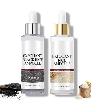 Duo D'ampoules De Riz Glow Peel Shot Riz Blanc + Ampoule De Riz Noir Dissolvant De Points Noirs Exfoliant De Riz Pour Le Visage Affinant Les Pores claircissant La Peau Pour Tous Les Types De Peau