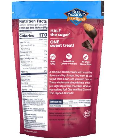 Blue Diamond Almonds Double Dark Chocolate Thin Dipped Snack Nuts 4 oz (Pack of 2) Bundle With a Snack Scout Lunch Bag - Buy Online on GoSupps.com
