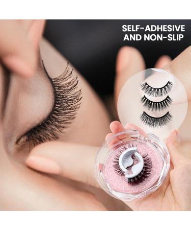 Self Adhesive False Eyelashes - 3 Pairs Reusable No Glue or Eyeliner Needed Includes Non-Slip Curler | International Shipping Available - Buy Online on GoSupps.com