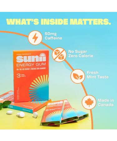 Sunii Energy Gum - 100mg Caffeine for Quick Energy Boost | Sugar-Free Gluten-Free Perfect for Workouts & Studying | 5 Calories - Buy Online on GoSupps.com