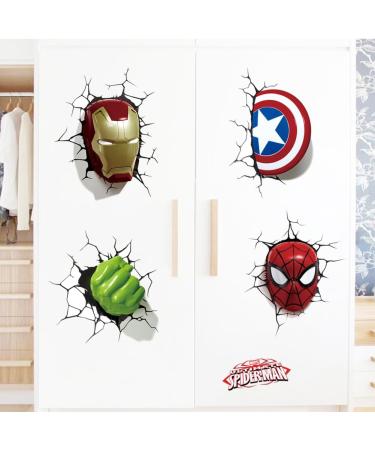 Superhero Spiderman Hulk Shield 3D Wall Stickers - Bedroom & Living Room Wall Decor - Buy Online on GoSupps.com
