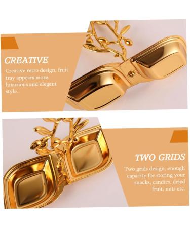 Alipis Container Snack Fruit Dessert Dried Metal Two-Grid Ktv Snacks Storage Tray Household Plate re-usable 19.5X15.5CM Golden - Buy Online on GoSupps.com