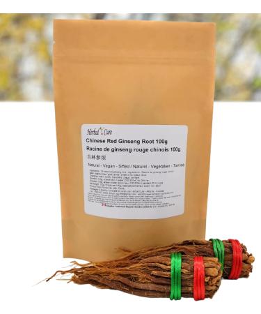 Herbal Cure - Panax Ginseng Chinese Red Ginseng Root 100g Natural Vegan Edible
