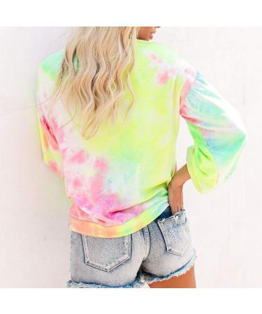 Nihewoo Teen Girls Tie-Dye Crewneck Sweater in Small Green - Long Sleeve Pullover Top for Stylish Comfort - Buy Online on GoSupps.com