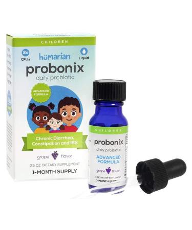 Probonix Advanced Kids Probiotic for Children, Extra-Strength Organic, Non-GMO Liquid Probiotic, Combat Chronic Diarrhea, Constipation, and (IBS), 8 Probiotic Strains, 1 Month Supply - Grape