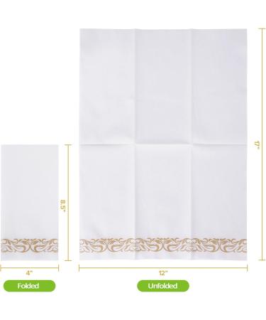 200 Pack Gold Disposable Guest Towels for Bathroom, Parties, Weddings - Soft & Linen-Like Decorative Hand Napkins - Buy Online on GoSupps.com