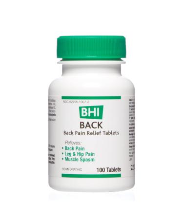 BHI Back Natural Back Hip & Leg Pain Relief - 6 Powerful Multi-Symptom Active Homeopathic Ingredients Help Calm Back Pain Muscle Tightness & Spasms Naturally for Women & Men - 100 Tablets