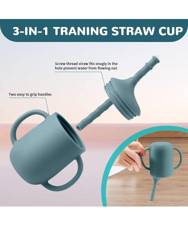 Baby Feeding Set: Silicone Bib, Suction Divided Bowl, Spoon, Fork - Toddler Utensils for Baby Led Weaning - 6 Months (Blue Green) - Buy Online on GoSupps.com