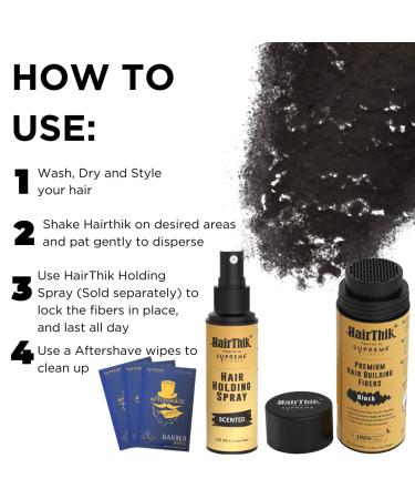 Hair Building Fibers 8-in-1 Kit | Keratin Fibers Tools & Accessories | Conceal & Thicken Thinning Hair for Men & Women | Black - Buy Online on GoSupps.com