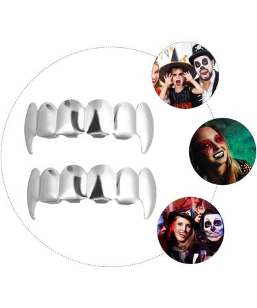 Abaodam Silver Plated 2pcs Werewolf Artificial Silver Plated European and American Vampire Men and Women Fake Upper - Buy Online on GoSupps.com