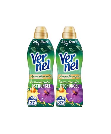 Verel aromatherapy fascinating jungle fabric softener 2x 37 WL (74 washloads) long -lasting laundry scent with essential oils for 24/7 fresh recyclable bottle 814 ml (2 pack)