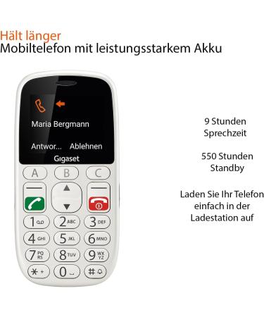 Gigaset GL390 White GSM - Senior Mobile Phone with SOS Button Large 2.2 Display & Easy-to-Use Keys | Compact Hearing Aid Compatible Cell Phone - Buy Online on GoSupps.com