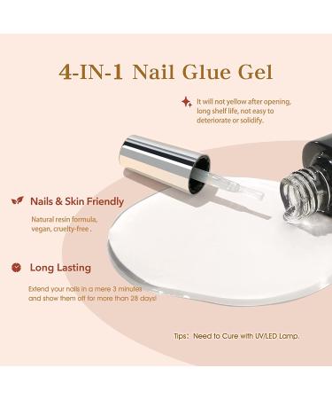Modelones 4 in 1 Nail Kit: Nail Glue Gel, Dehydrate Gel, Extension Gel Set for False/Acrylic Nails - Long Lasting, Curing Needed - Buy Online on GoSupps.com