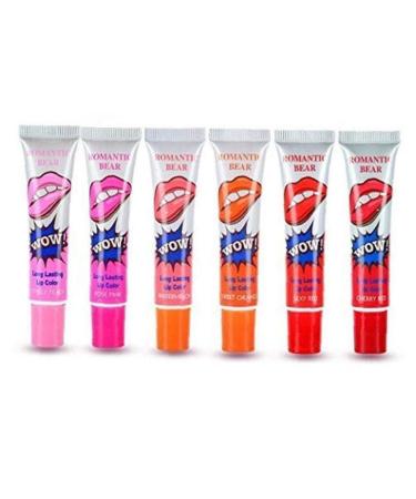 FENGZHAO 6 Colors Tattoo Magic Color Lip Stain Tint Long Lasting Lip Gloss Sets for Women Peel Off Colored Matte Sexy Colors