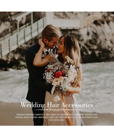 Edary Leaf Bride Wedding Hair Comb Rhinestone Bridal Hair Pieces Pearl Wedding Headpiece for Brides Crystal Hair Accessories for Women and Girls - Buy Online on GoSupps.com