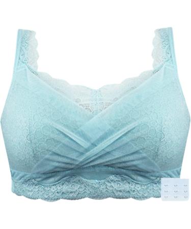 Mastectomy BH for women sexy pointed mesh bralette with full cover and bags for inserts sleeping underwear after operations (color: blue size: b_34/75)