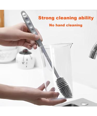 Premium Long Stem Bottle Brush - Silicone Gray Cleaner for Bottles Vases & Narrow Containers - Buy Online on GoSupps.com