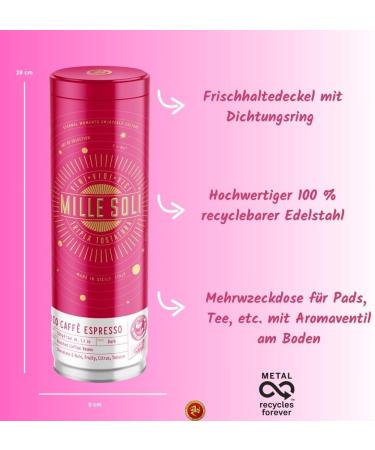 MilleSoli Organic espresso beans 500 g in airtight coffee can highquality and reusable premium coffee beans roasted in Sicily - Buy Online on GoSupps.com