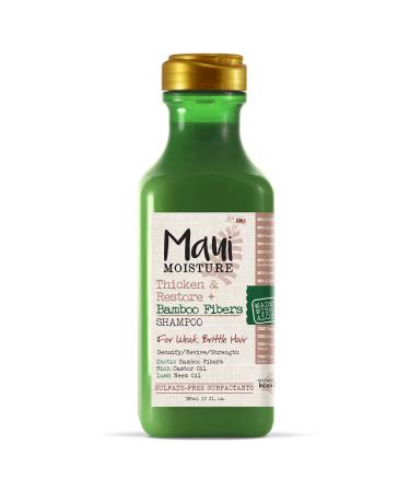 Maui Moisture Thicken & Restore + Bamboo Fibers Strengthening Shampoo to Soften Transitioning or Natural Hair & Renew Brittle Hair, Vegan, Silicone & Paraben-Free, 13 fl oz