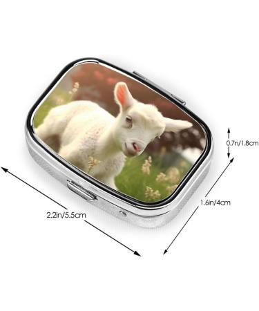 Cute Lamb Printed Square Pill Box | Portable Travel Medicine Organizer for International Shipping - Buy Online on GoSupps.com